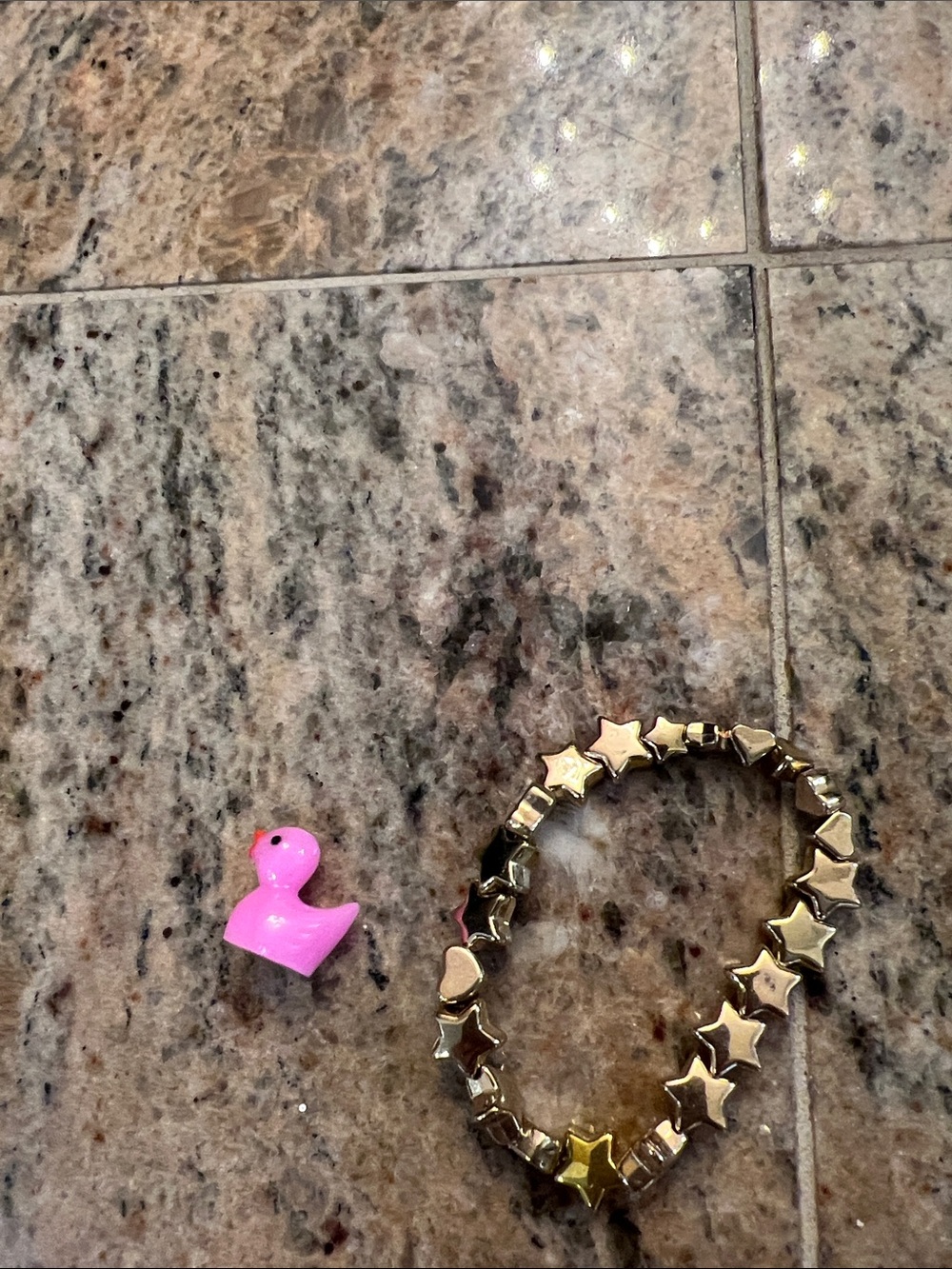 Kids Pink Duck Charm and Gold Star Bracelet Set